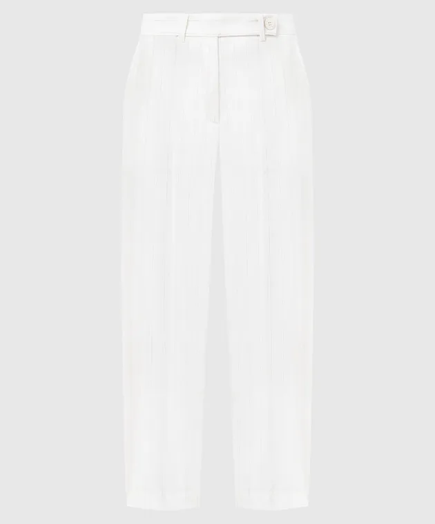 Ballantyne Pantaloni in lana a righe beige BLT175GWR01