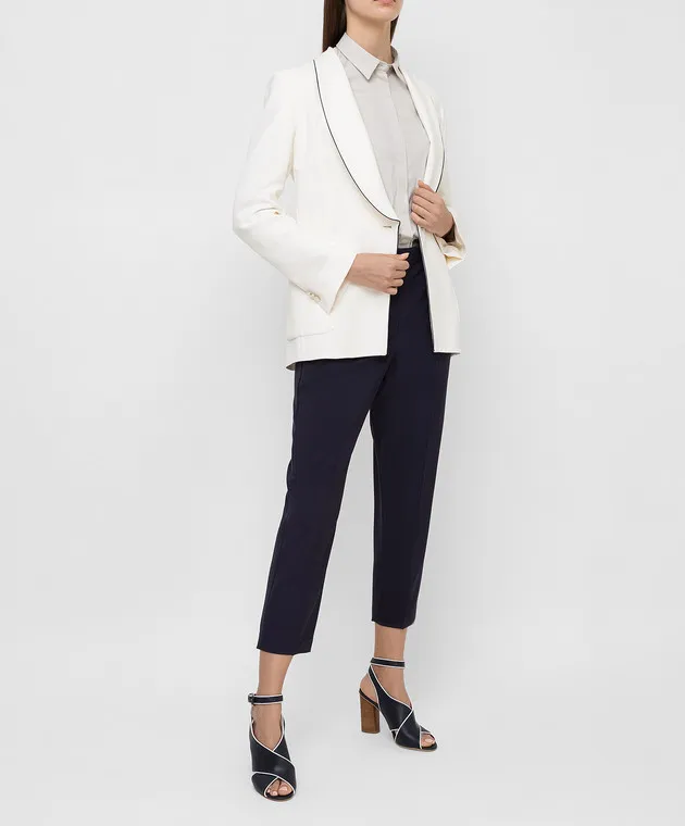 Brunello Cucinelli Pantaloni in lana blu navy MA105P6673