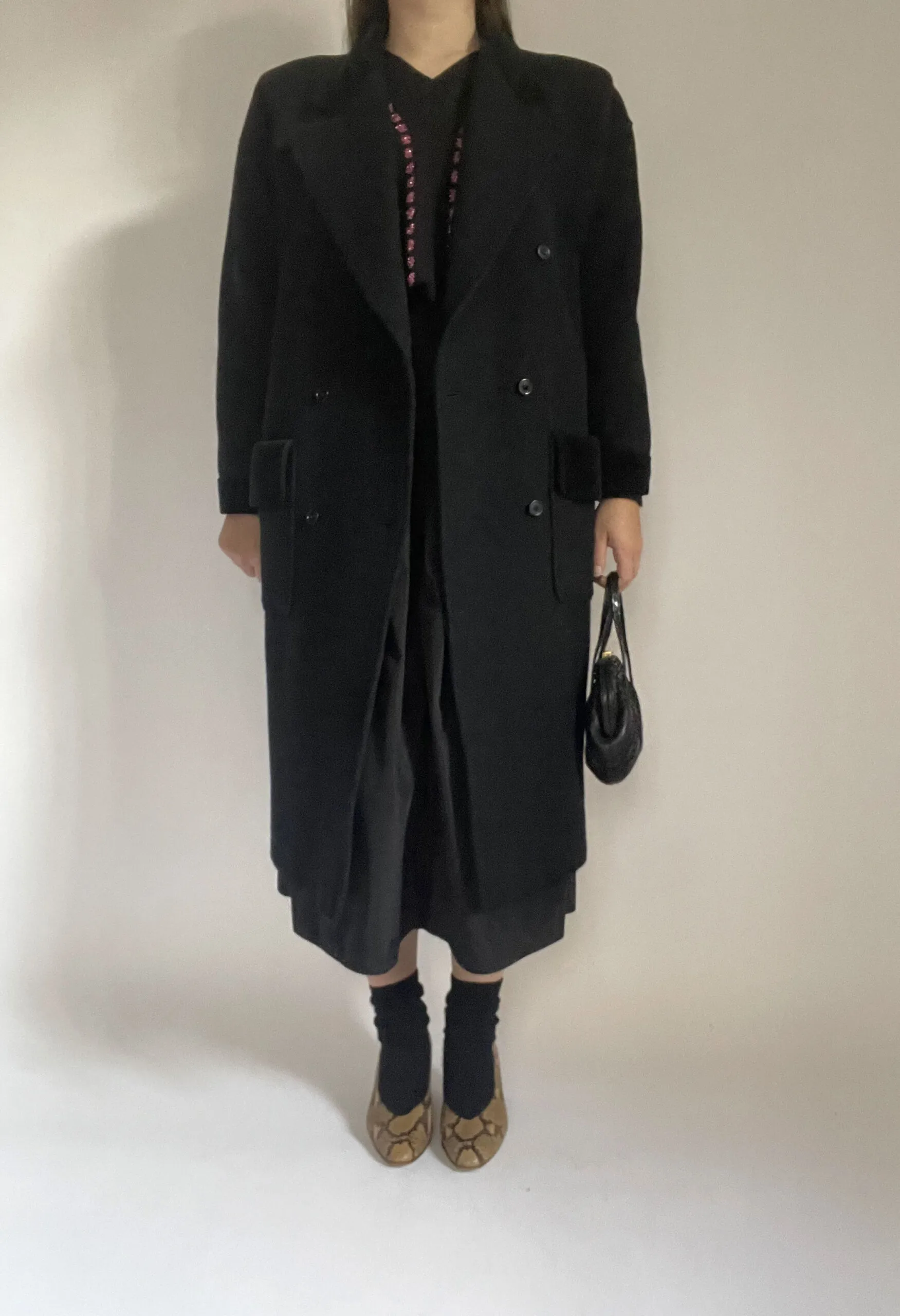 Cappotto nero in lana e alpaca Ungaro vintage anni ’80