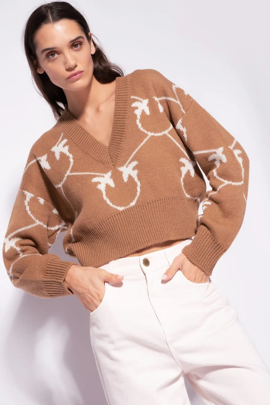PINKO Pullover corto jacquard monogram