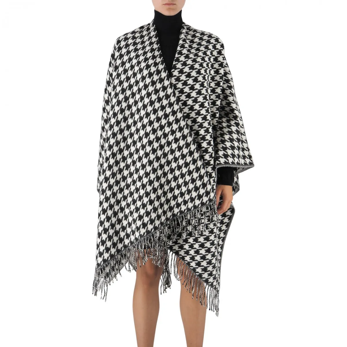 Poncho In Pied De Poule